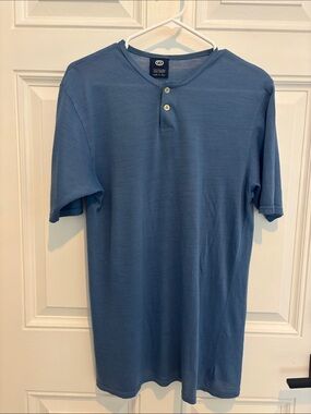 C&A made in Italy Mens small Navy Henley Shirt Short Sleeve Minimalist  Tee